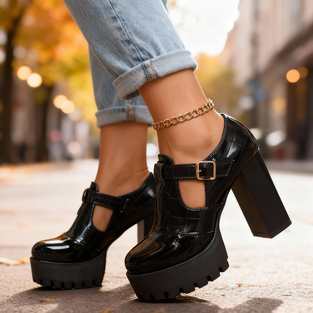 Mila | Plateau Pumps Vintage Blockabsatz Elegant Stilvoll 5
