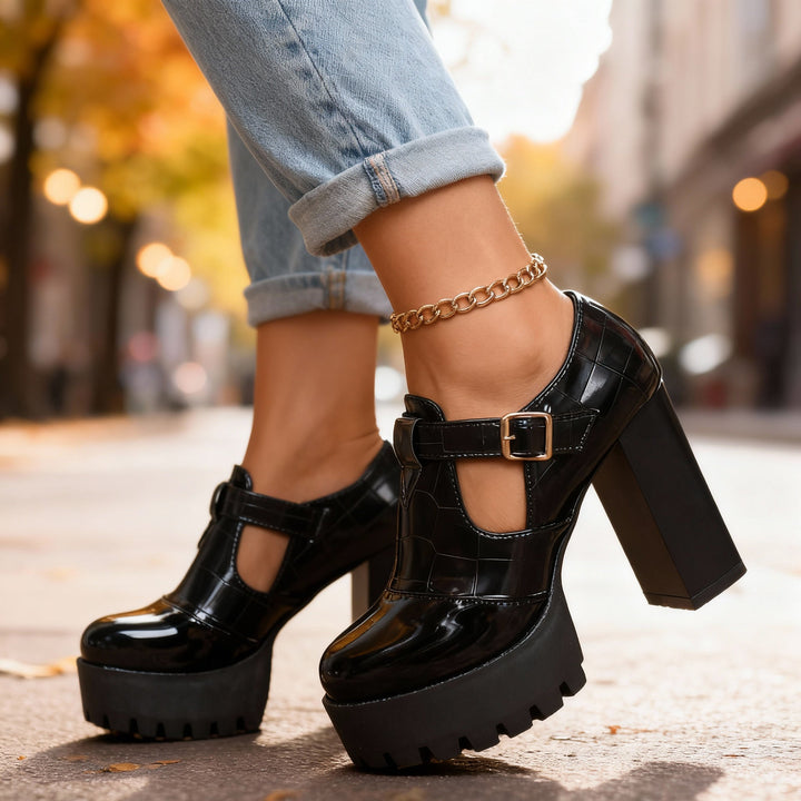 Mila | Plateau Pumps Vintage Blockabsatz Elegant Stilvoll 5