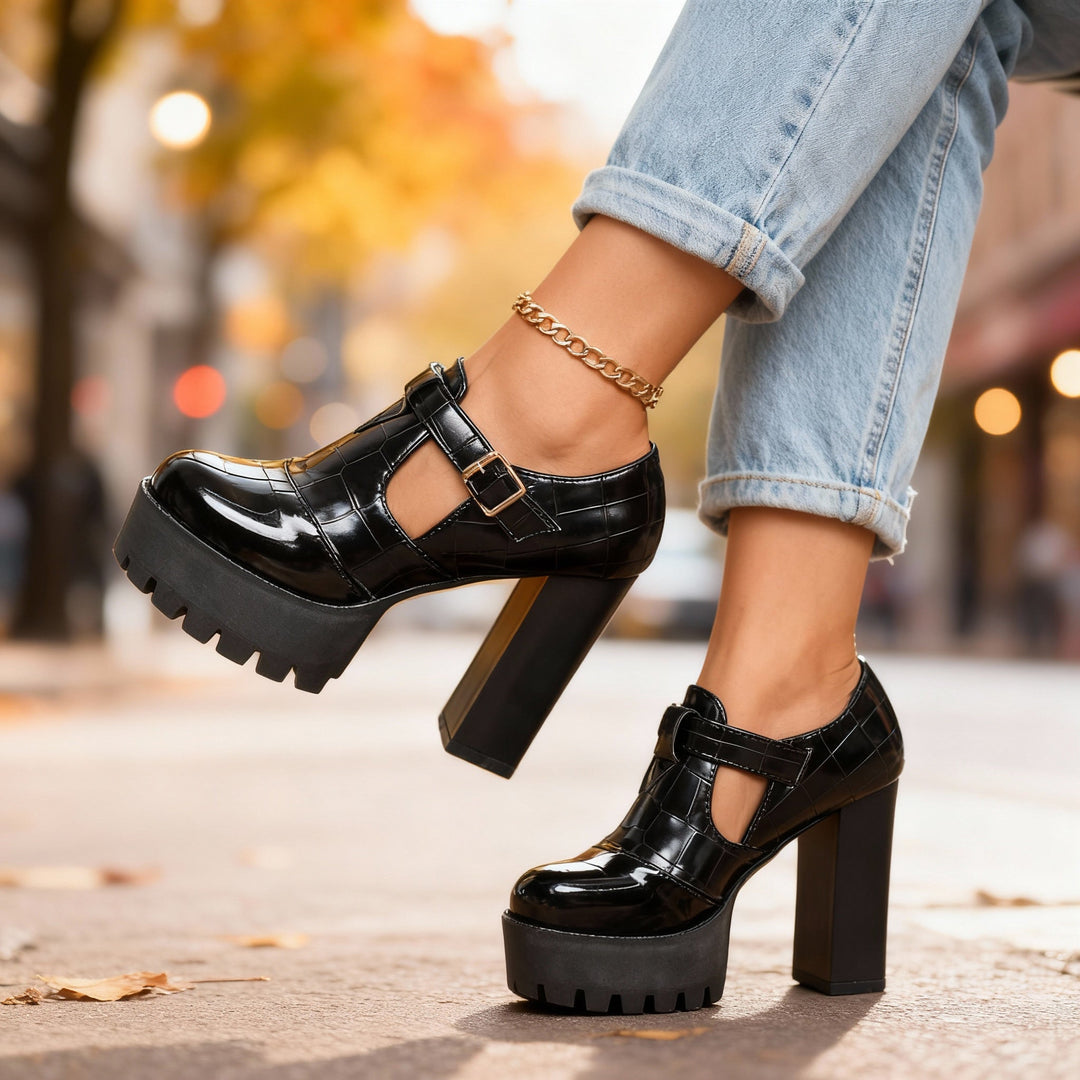 Mila | Plateau Pumps Vintage Blockabsatz Elegant Stilvoll 9