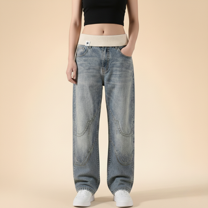 Mila | Schwarze Baggy Jeans Damen – Vintage, Bequem & Trendy im Y2K-Stil 0