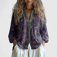 Emilia | Zeitlose Bluse mit Retro-Blattdruck für jede Gelegenheit