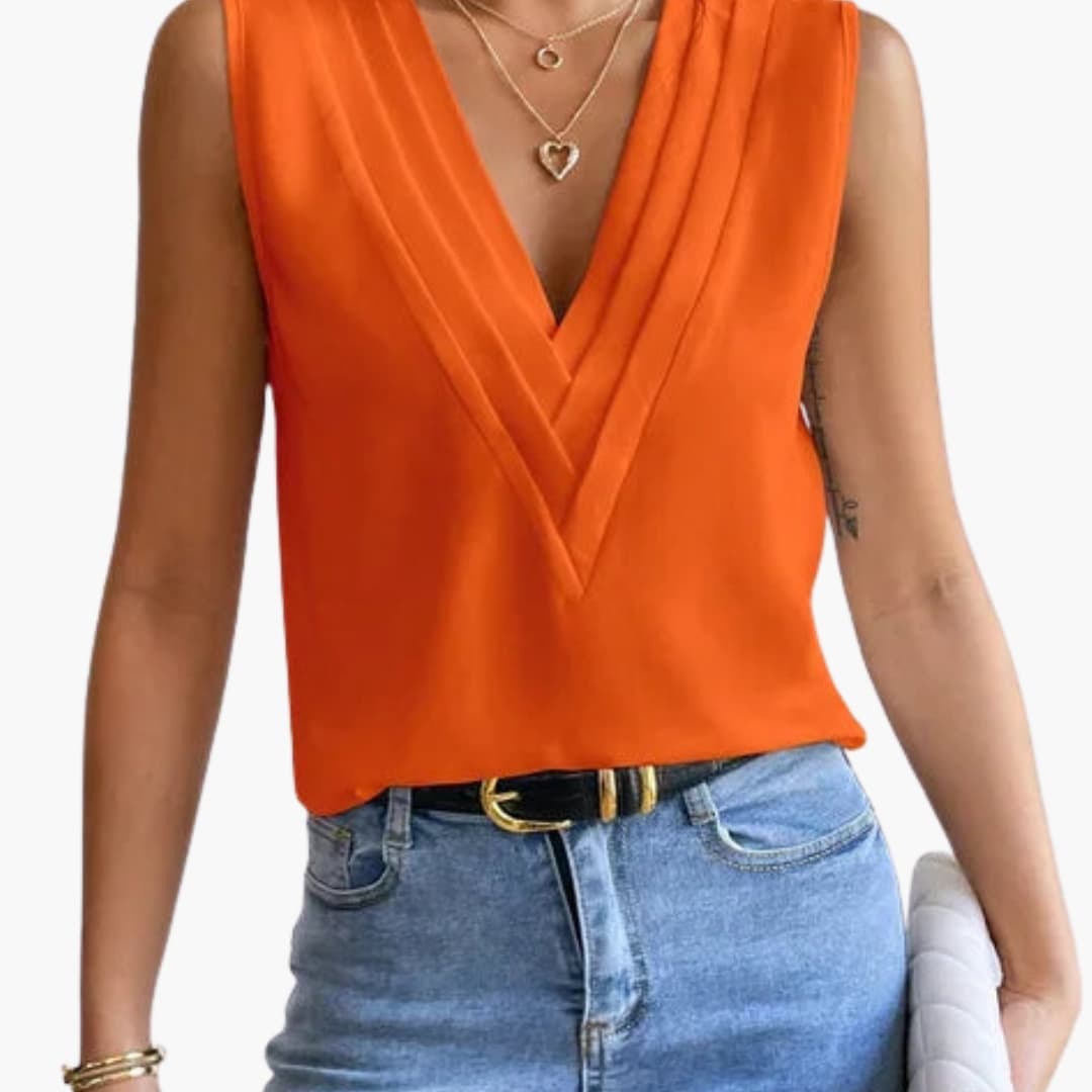 Mira | Elegante Damenbluse – Ärmelos, V-Ausschnitt für Festliche Anlässe 3