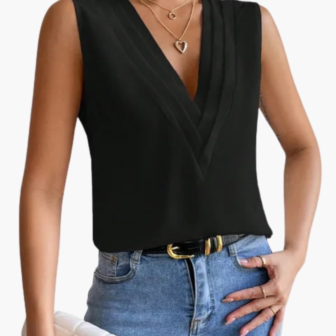 Mira | Elegante Damenbluse – Ärmelos, V-Ausschnitt für Festliche Anlässe 4