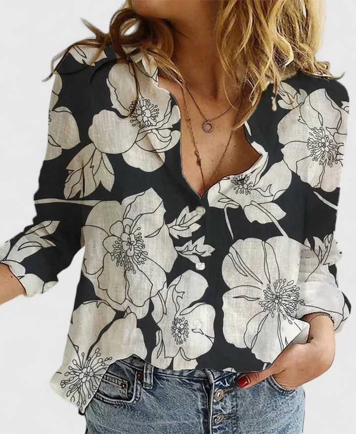 Mira | Elegante Damenbluse mit V-Ausschnitt – Bequem, Floral & Vielseitig für Festliche Anlässe 1