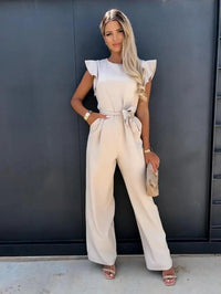 Yvonne | Eleganter Jumpsuit mit weitem Bein und Flatterärmeln