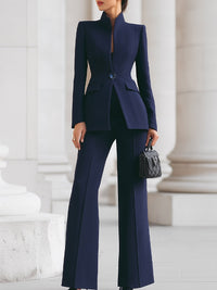 Maria | Eleganter Anzug mit strukturiertem Blazer und weit geschnittener Hose