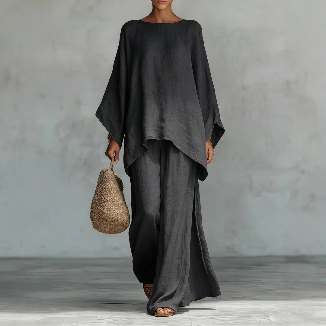 Mira | Elegantes Damen Anzug Set – Asymmetrisches Oberteil & Weite Hose 2
