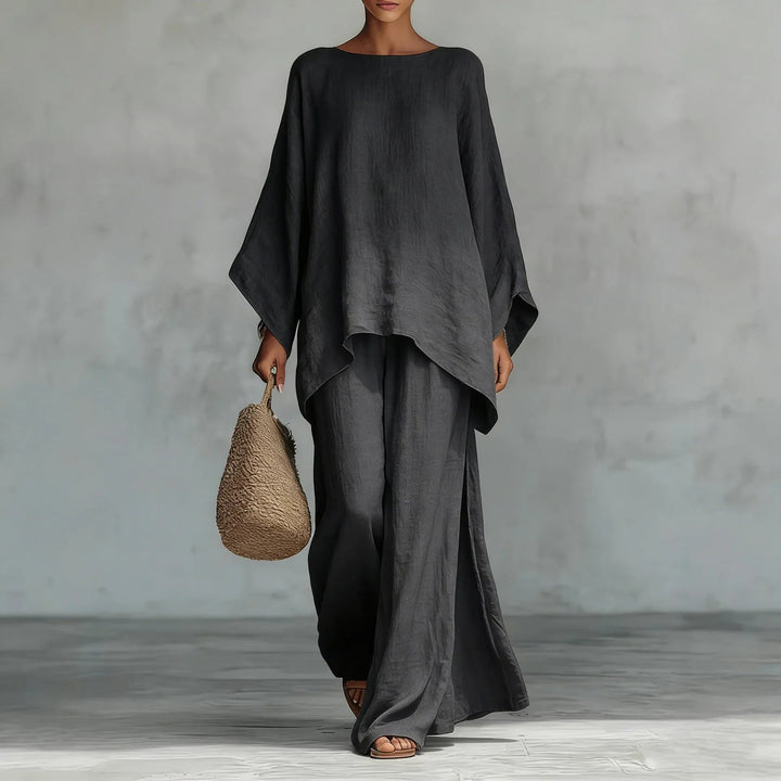 Mira | Elegantes Damen Anzug Set – Asymmetrisches Oberteil & Weite Hose 2