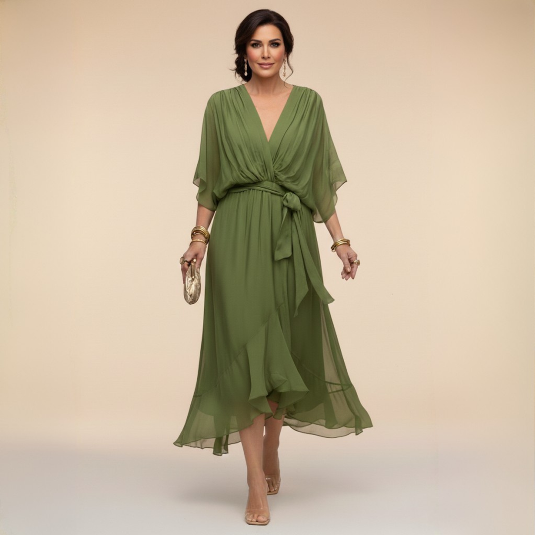 Mira | Elegantes Wickelkleid Damen – Schmeichelhaftes Midi-Kleid für Hochzeitsgäste 0