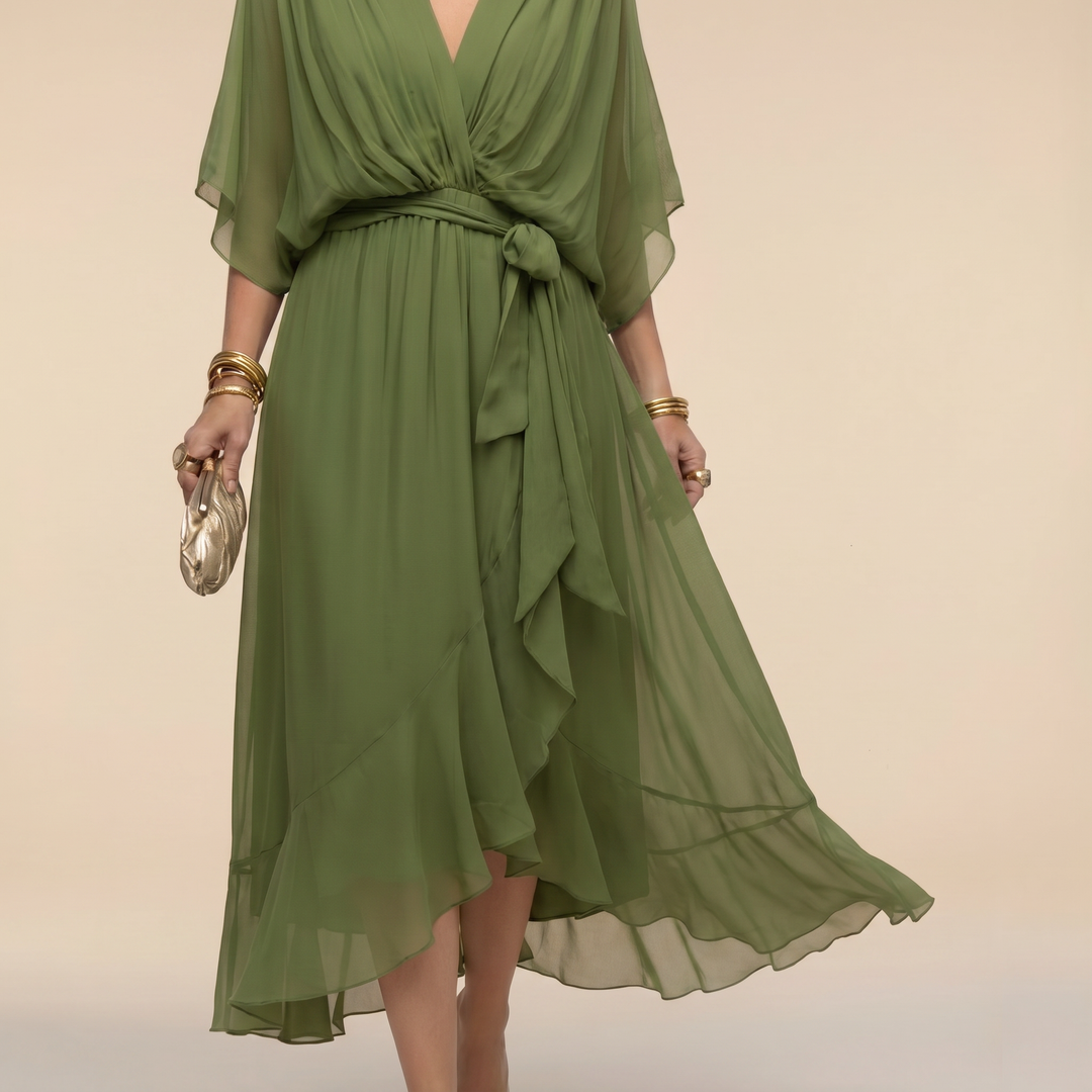 Mira | Elegantes Wickelkleid Damen – Schmeichelhaftes Midi-Kleid für Hochzeitsgäste 1