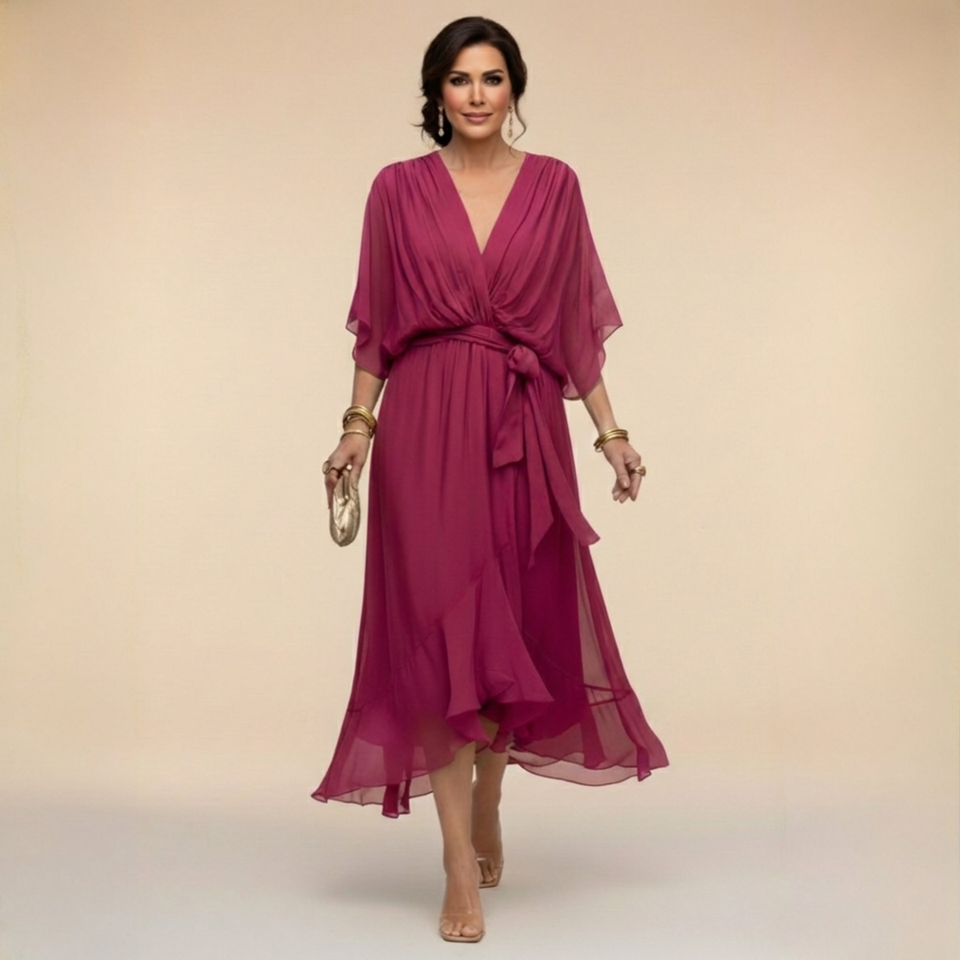 Mira | Elegantes Wickelkleid Damen – Schmeichelhaftes Midi-Kleid für Hochzeitsgäste 6