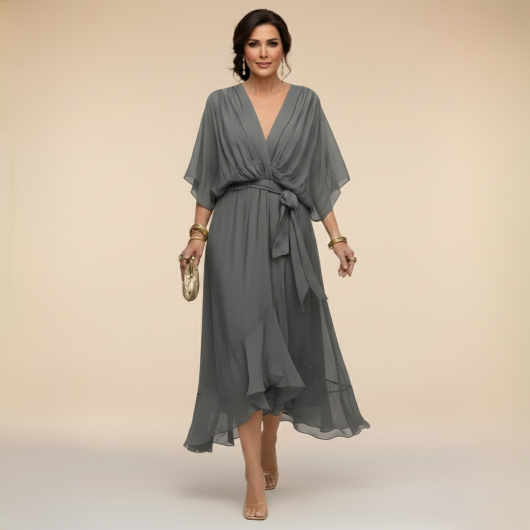 Mira | Elegantes Wickelkleid Damen – Schmeichelhaftes Midi-Kleid für Hochzeitsgäste 8
