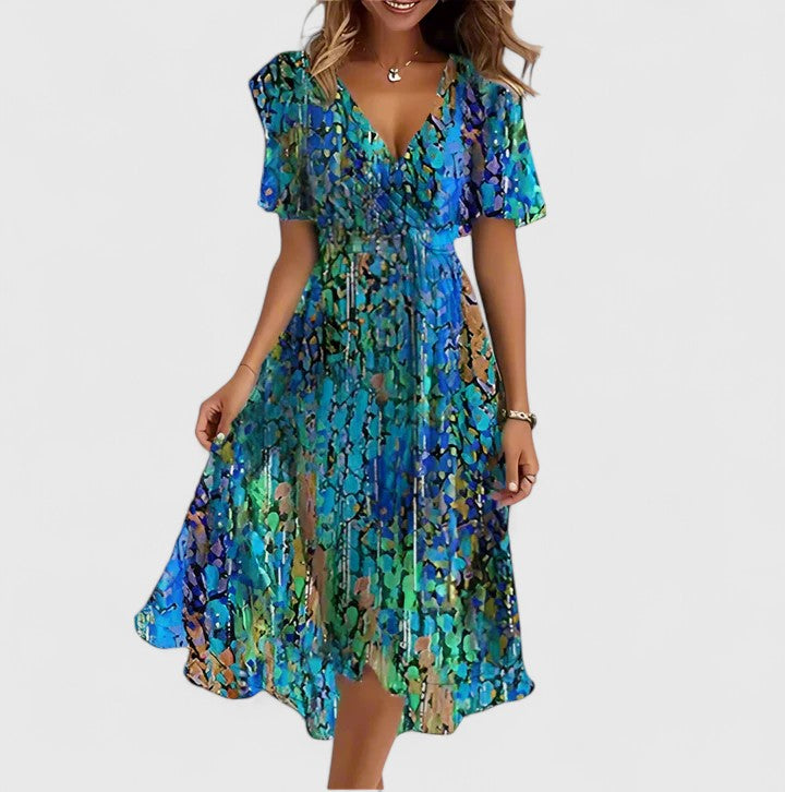 Mira | Elegantes, Fließendes Kurzkleid mit Blumenmuster – Festliche Kleider für Damen 1