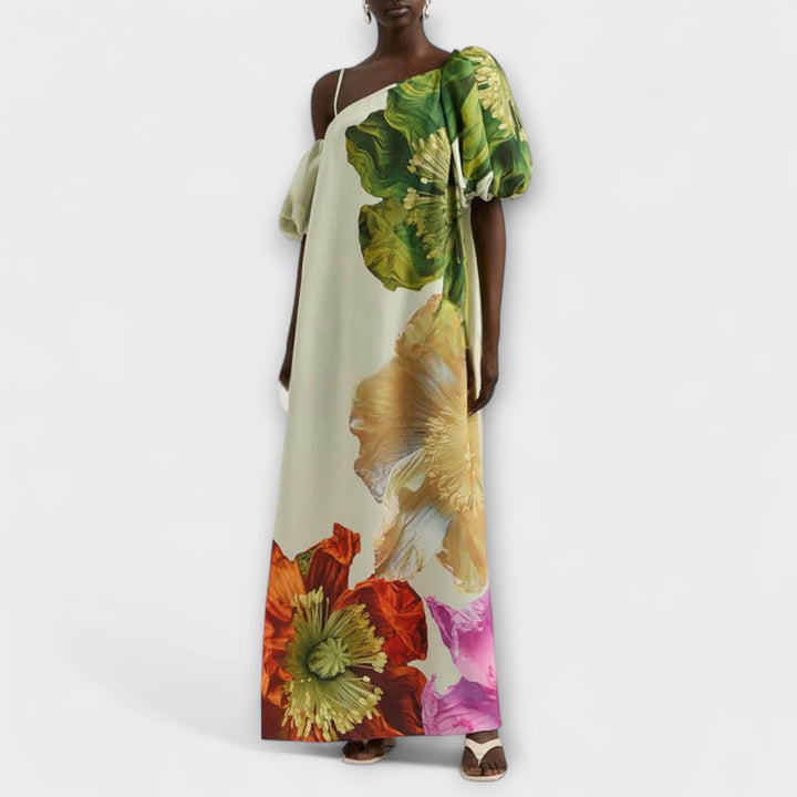 Mira | Elegantes, Off-Shoulder Maxikleid für Damen – Lebhaftes Sommerkleid mit Blumenmuster 1