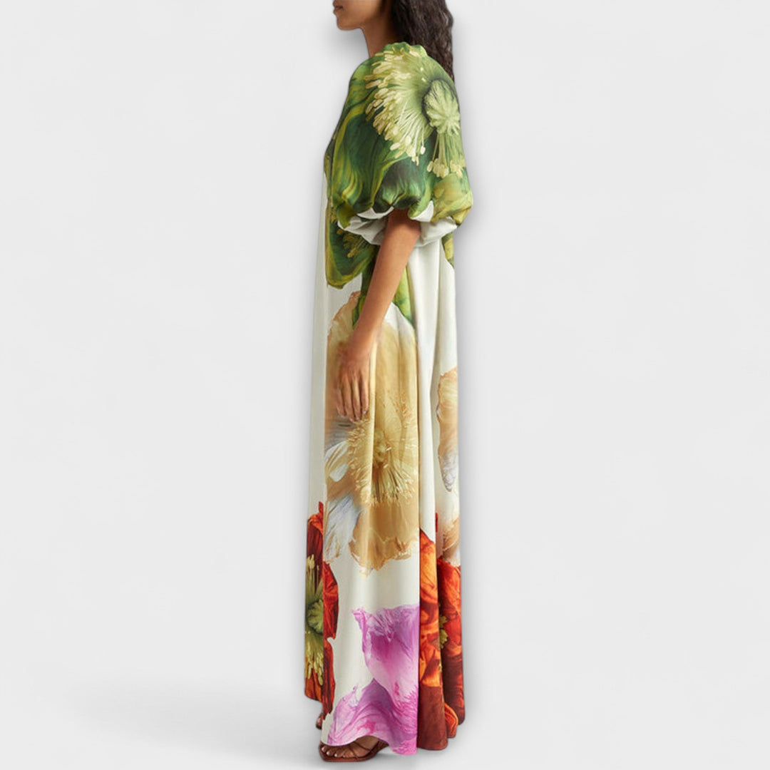 Mira | Elegantes, Off-Shoulder Maxikleid für Damen – Lebhaftes Sommerkleid mit Blumenmuster 3