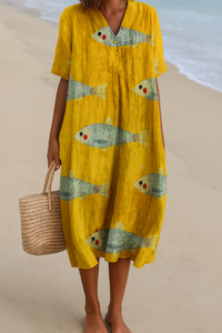 Hanna | Leichtes Sommerkleid aus Baumwolle mit kunstvollem Muster