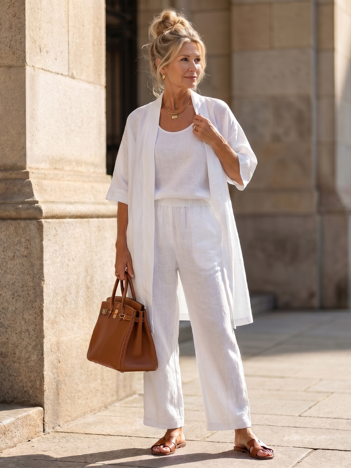 Mira | Luftig, Elegant & Vielseitig – Damen Set 3-teiliges Outfit mit Offener Strickjacke 10