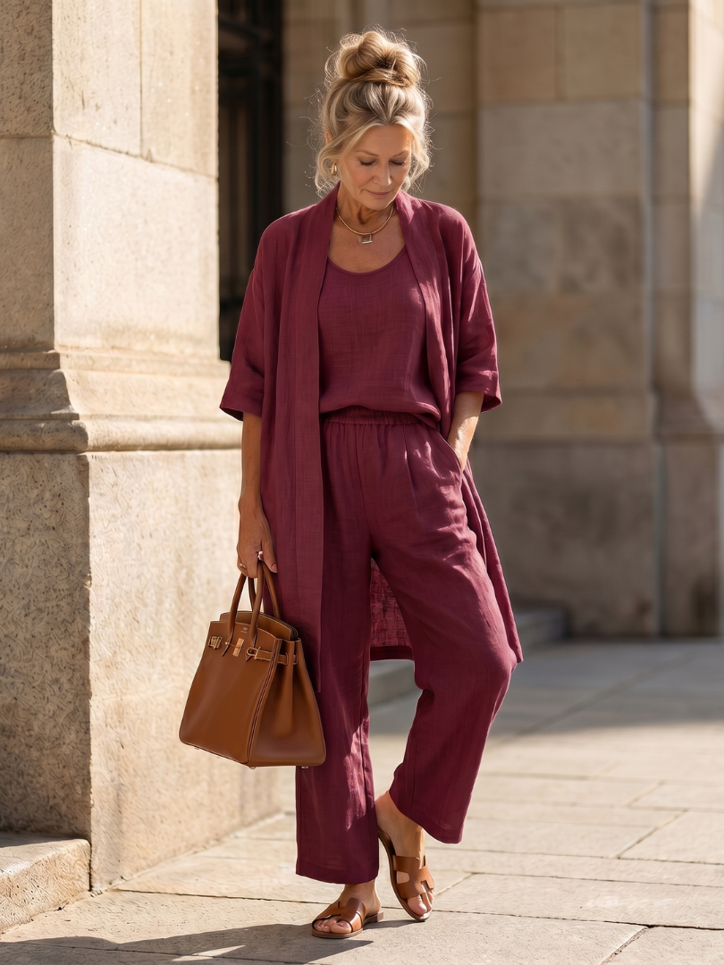 Mira | Luftig, Elegant & Vielseitig – Damen Set 3-teiliges Outfit mit Offener Strickjacke 8