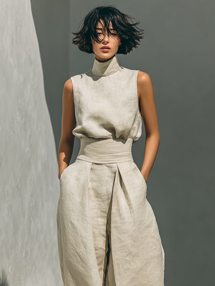 Mira | Minimalistisches Damen Set aus Baumwoll-Leinen 5