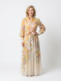 Katja | Elegantes Floral-Maxikleid mit langen Ärmeln