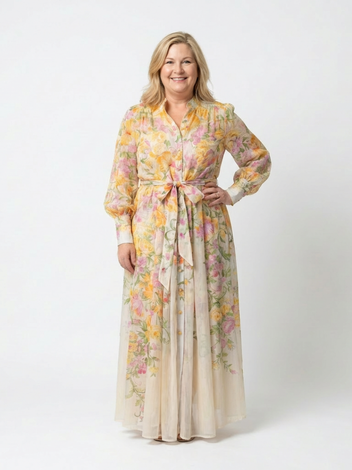 Mohn | Elegantes Maxikleid Langarm – Florales Design für Sommer & Festliche Anlässe 3