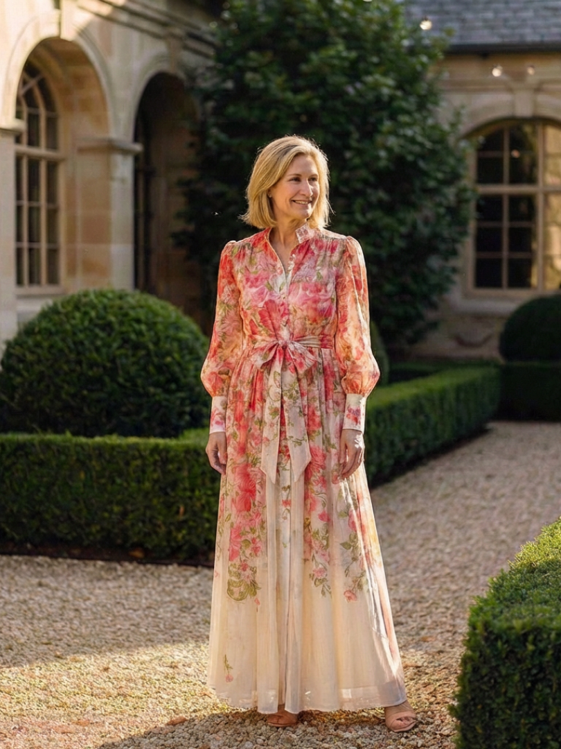 Mohn | Elegantes Maxikleid Langarm – Florales Design für Sommer & Festliche Anlässe 6