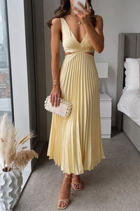 Valerie | Elegant Pleated Dress with Modern Cut-Outs for Special Occasions