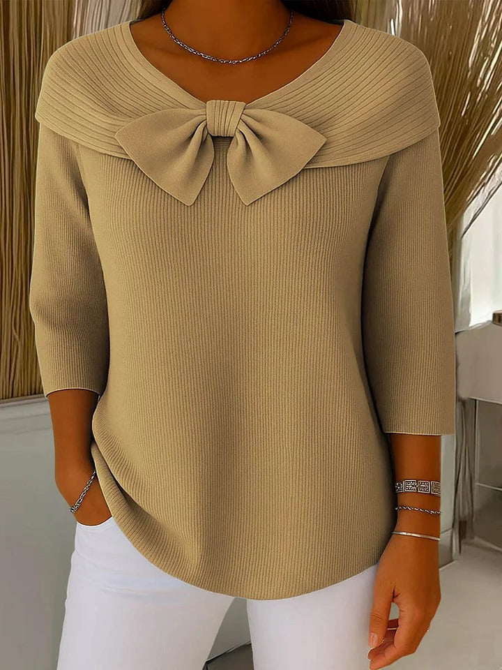 Nela | Eleganter, Weicher Pullover Damen für den Herbst – Taillierte Passform mit Romantischem Schleifendetail 2