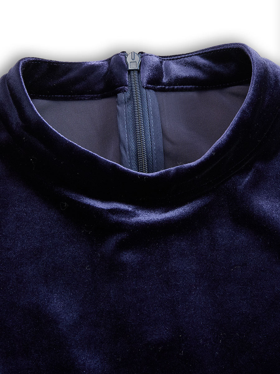 Nivaro | Elegantes Samt Damenkleid Midikleid 4