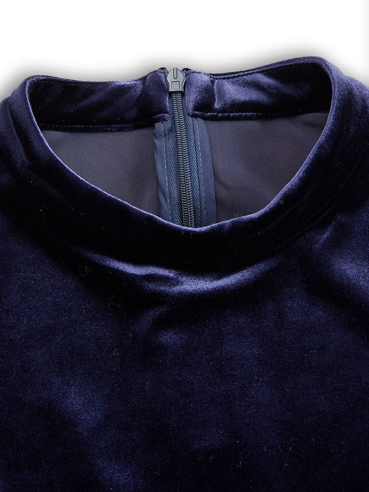 Nivaro | Elegantes Samt Damenkleid Midikleid 4