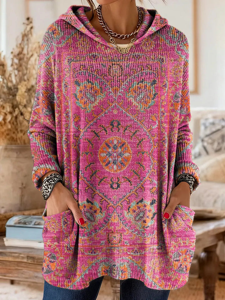 Nora | Bequeme Kapuzen-Tunika mit Retro-Ethno-Print für Damen 1