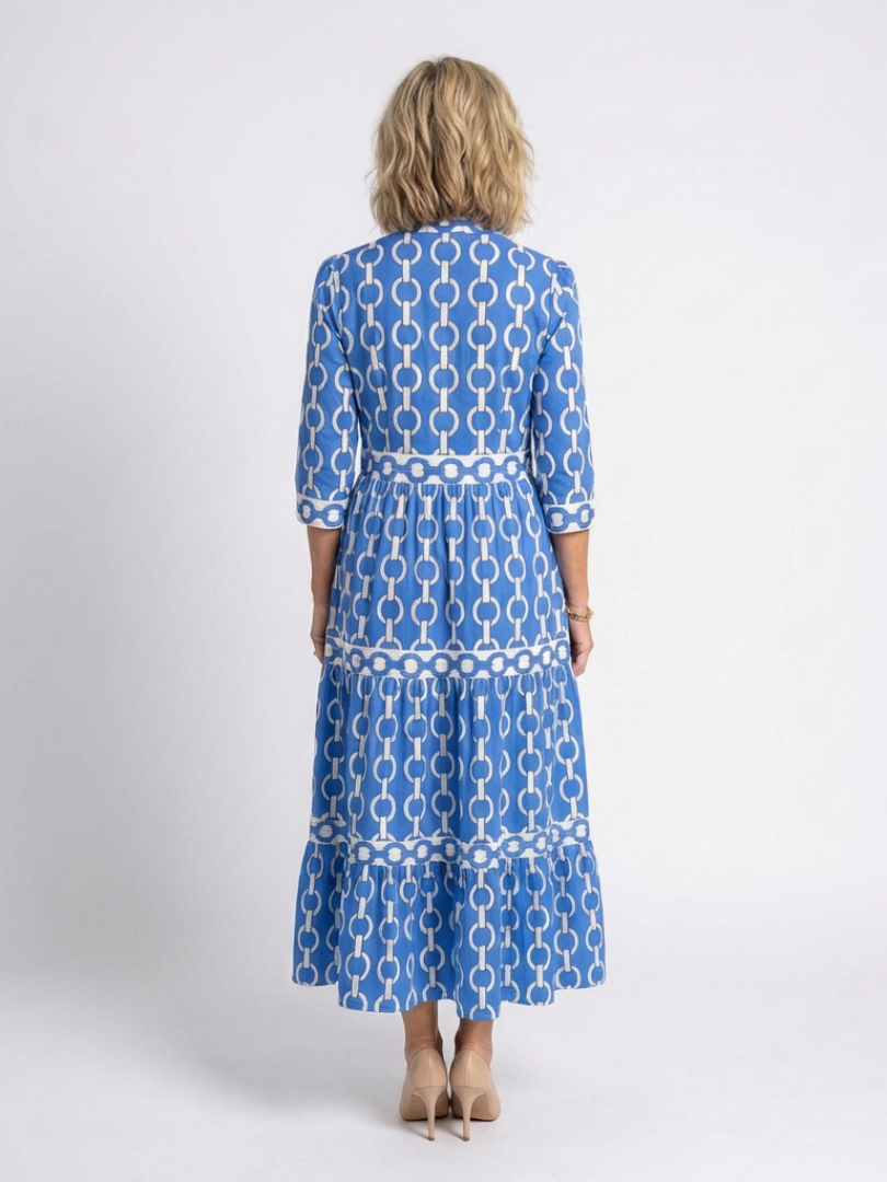 Nora | Elegantes Festliches Kleid mit Kettenmuster für Damen – Midikleid mit Abgestufter Silhouette 2