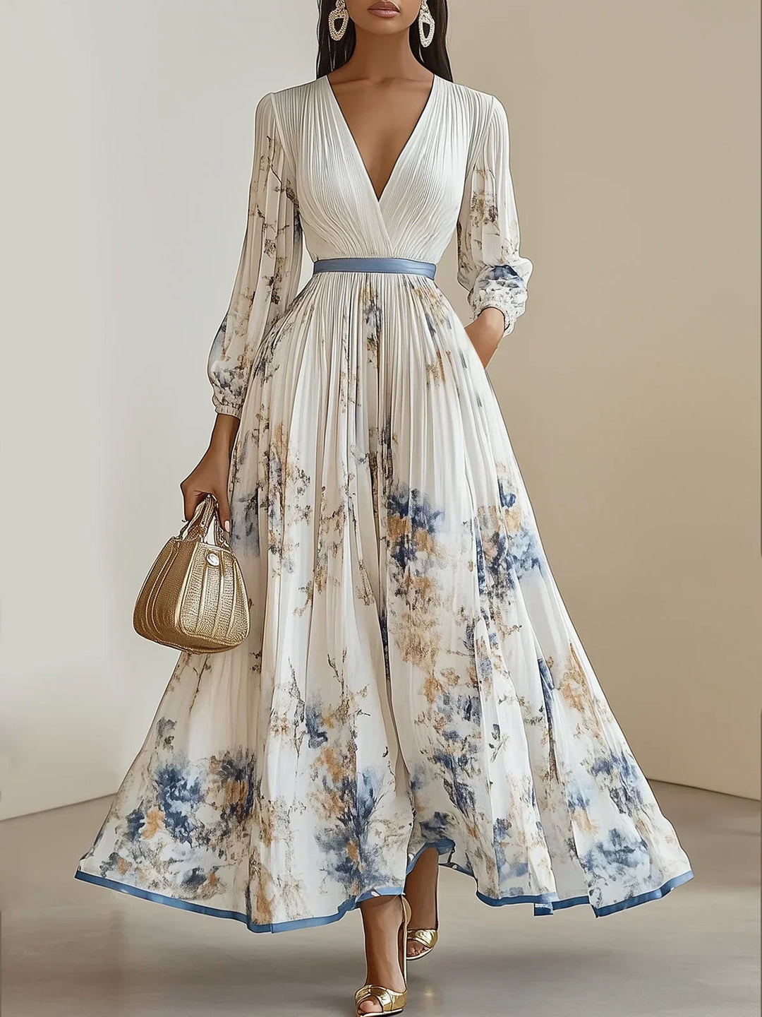 Nora | Maxikleid mit langen Ärmeln und Blumenmuster 0