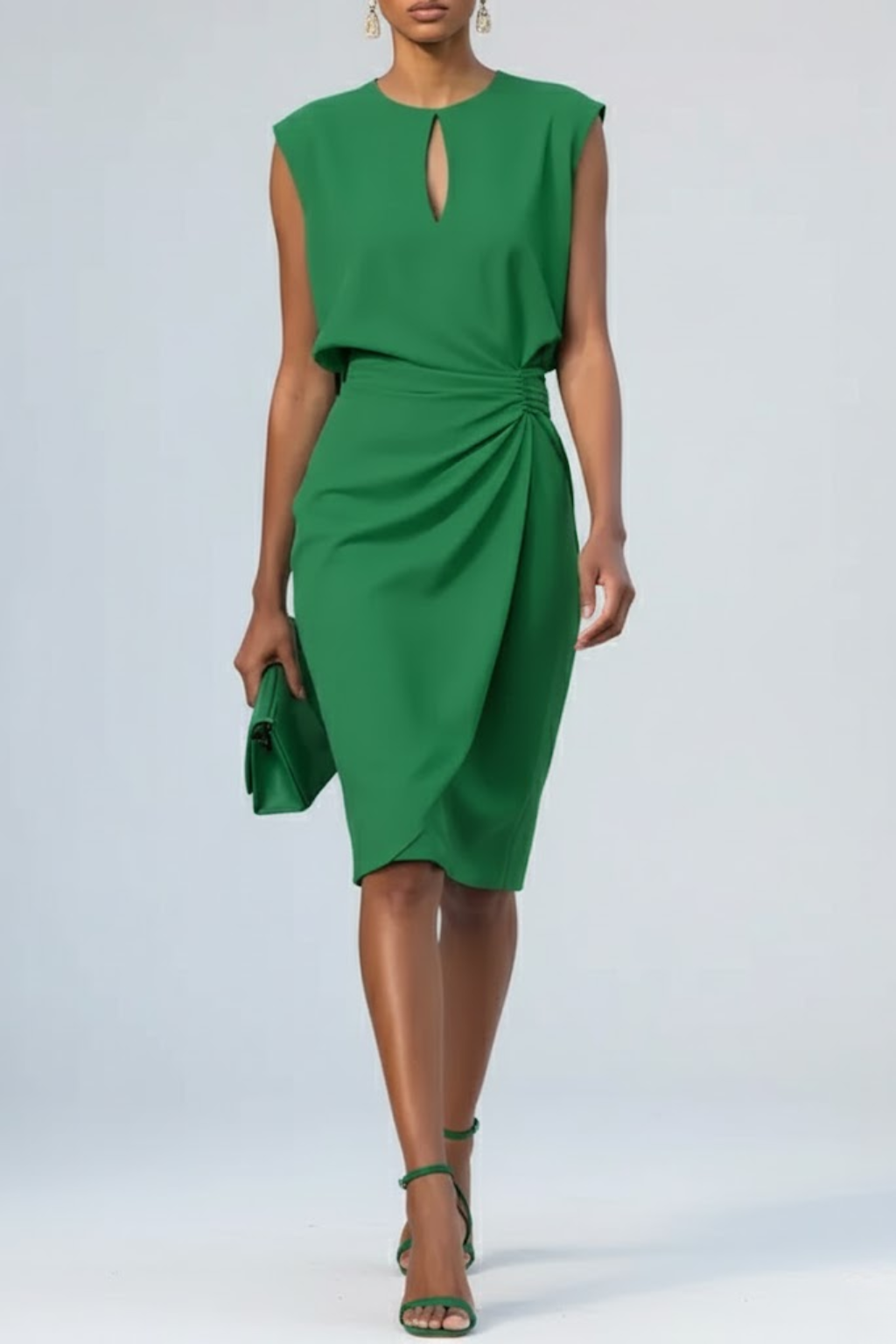 Olivia | Elegantes Midi-Cocktailkleid mit Schlüssellochausschnitt und Rüschen 4