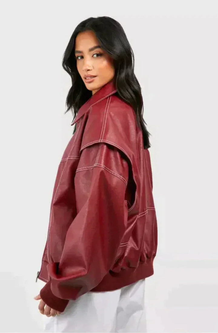 Ravena | Trendige, Lässige &amp; Hochwertige Rote Oversize-Jacke 3