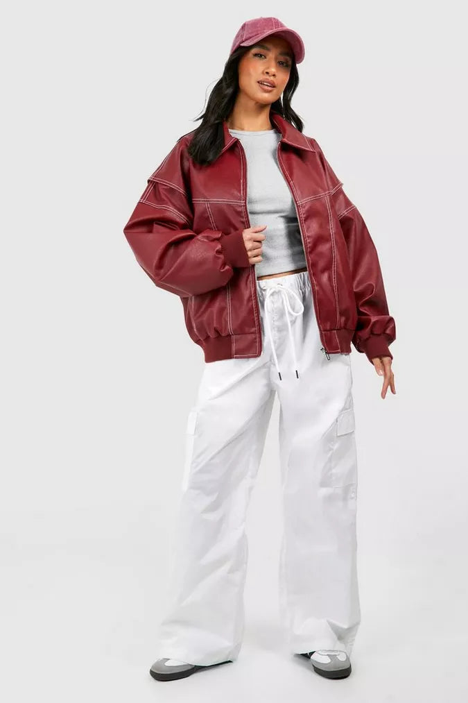 Ravena | Trendige, Lässige &amp; Hochwertige Rote Oversize-Jacke 4