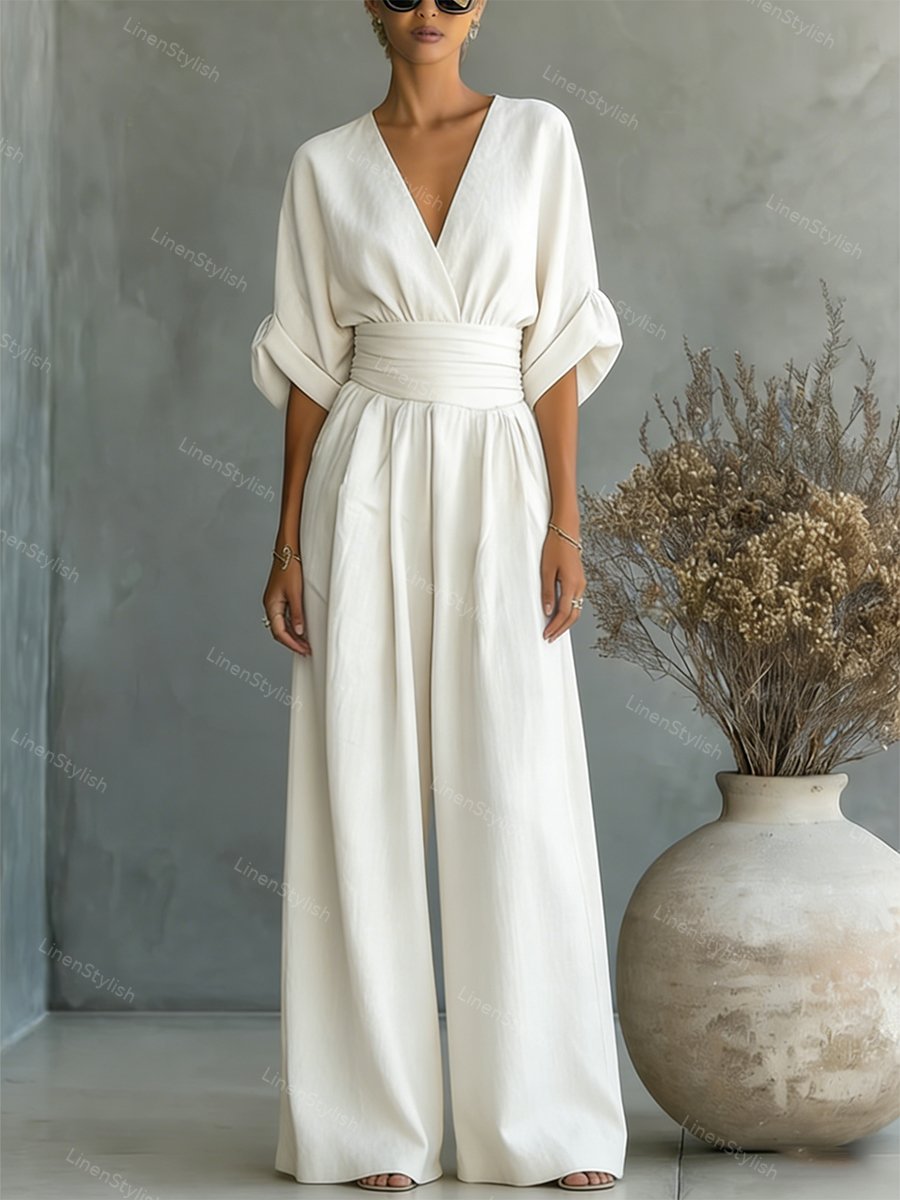 Rosa | Eleganter V-Ausschnitt Jumpsuit Damen – Stilvoll &amp; Feminine Passform für Anlässe 0