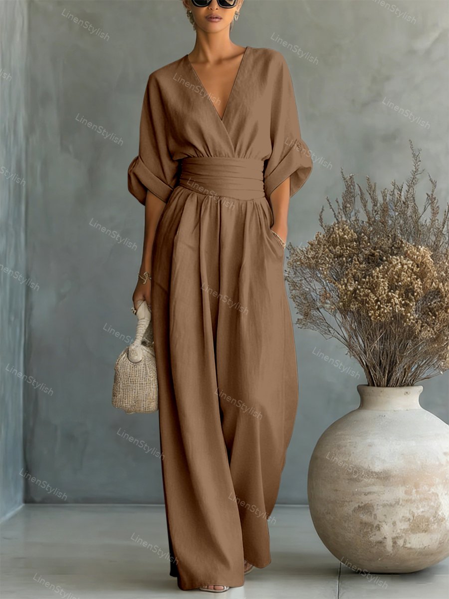 Rosa | Eleganter V-Ausschnitt Jumpsuit Damen – Stilvoll &amp; Feminine Passform für Anlässe 11