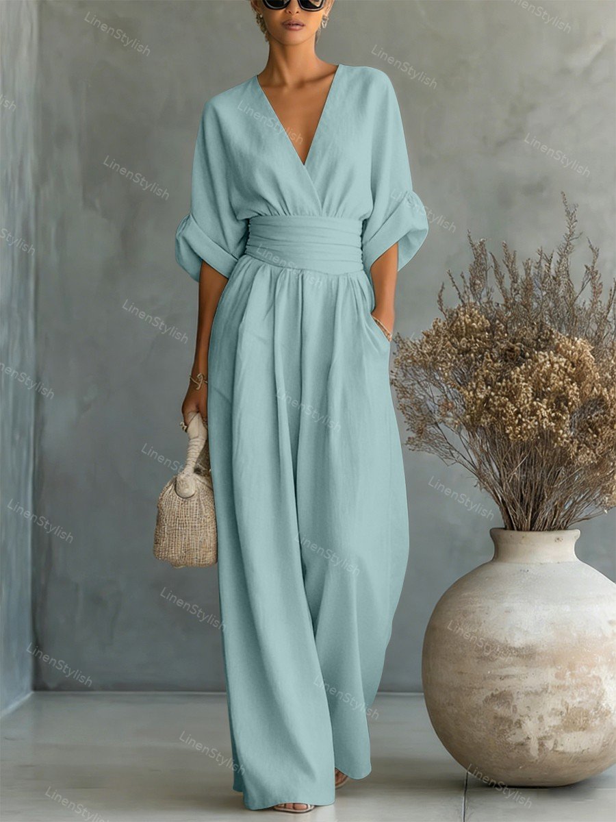 Rosa | Eleganter V-Ausschnitt Jumpsuit Damen – Stilvoll &amp; Feminine Passform für Anlässe 13