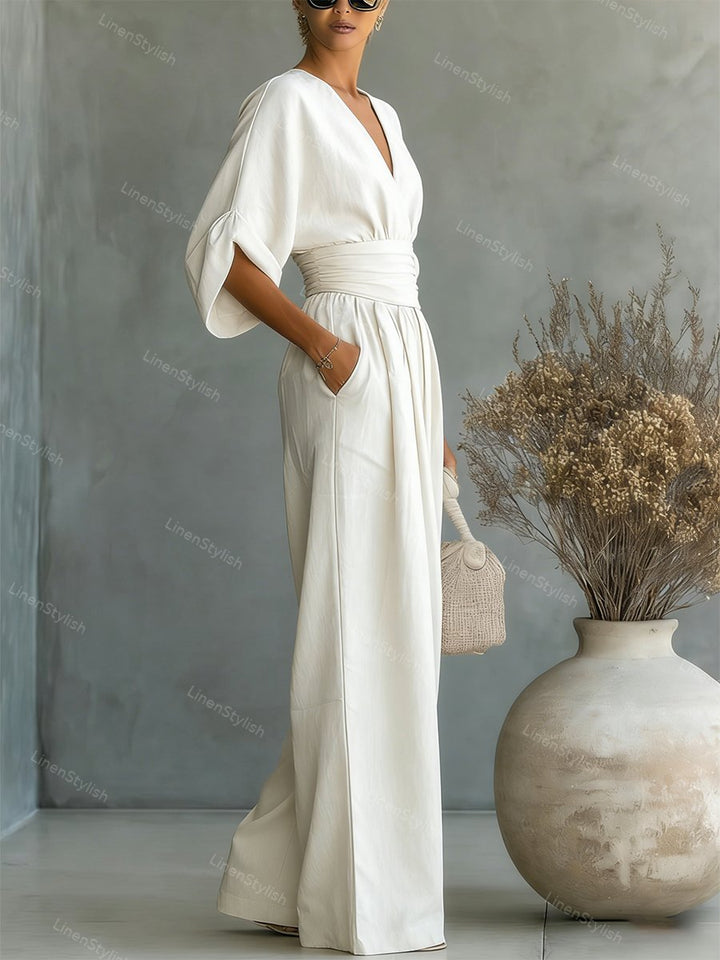 Rosa | Eleganter V-Ausschnitt Jumpsuit Damen – Stilvoll &amp; Feminine Passform für Anlässe 5