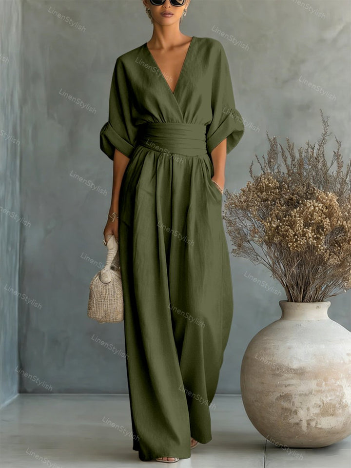 Rosa | Eleganter V-Ausschnitt Jumpsuit Damen – Stilvoll &amp; Feminine Passform für Anlässe 9
