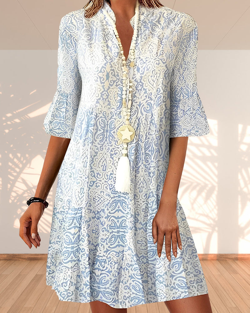 Rowley | Elegantes, Floral & Bequemes Festliches Damenkleid mit V-Ausschnitt 0
