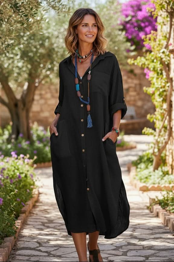 Sarah | Lässiges und elegantes Leinen Hemdkleid 1