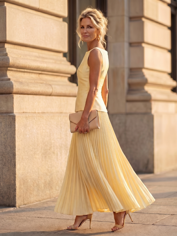 Sarina | Elegantes Damen Set – Strukturierter Oberteil & Fließender Faltenrock für Stilbewusste 1