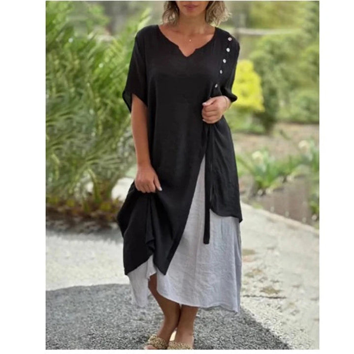 Sarina | Elegantes Midikleid Sommer – Asymmetrisch &amp; Leicht für Festliche Anlässe 2