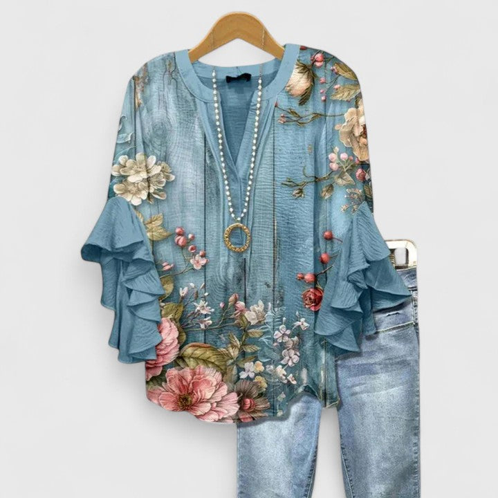 Saryphiah | Elegante, Atmungsaktive Damenbluse mit Blumendruck 5