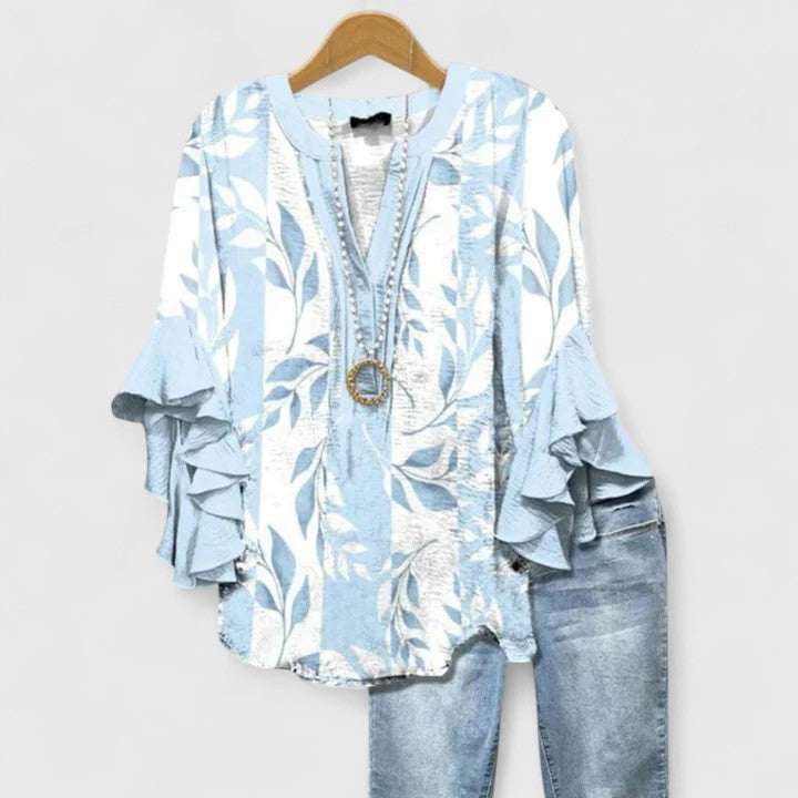 Saryphiah | Elegante, Atmungsaktive Damenbluse mit Blumendruck 6