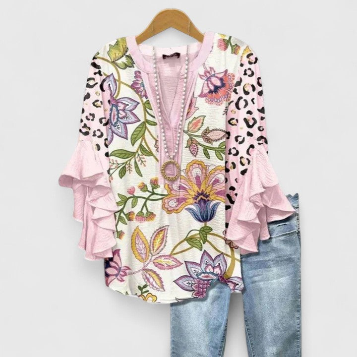 Saryphiah | Elegante, Atmungsaktive Damenbluse mit Blumendruck 7