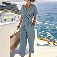 Valentina | Stilvolles zweiteiliges Sommer-Set mit Wickelblouse und Hose