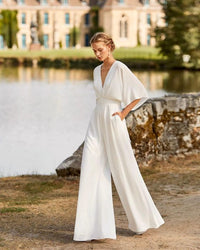 Sophia | Eleganter V-Ausschnitt Jumpsuit mit weitem Bein für Damen